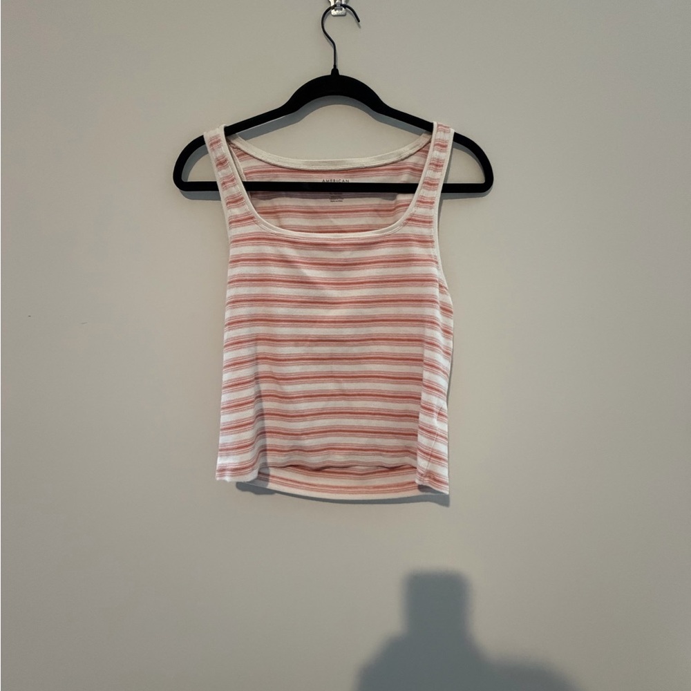 American Eagle Outfitters Pink and White Striped Tank Top